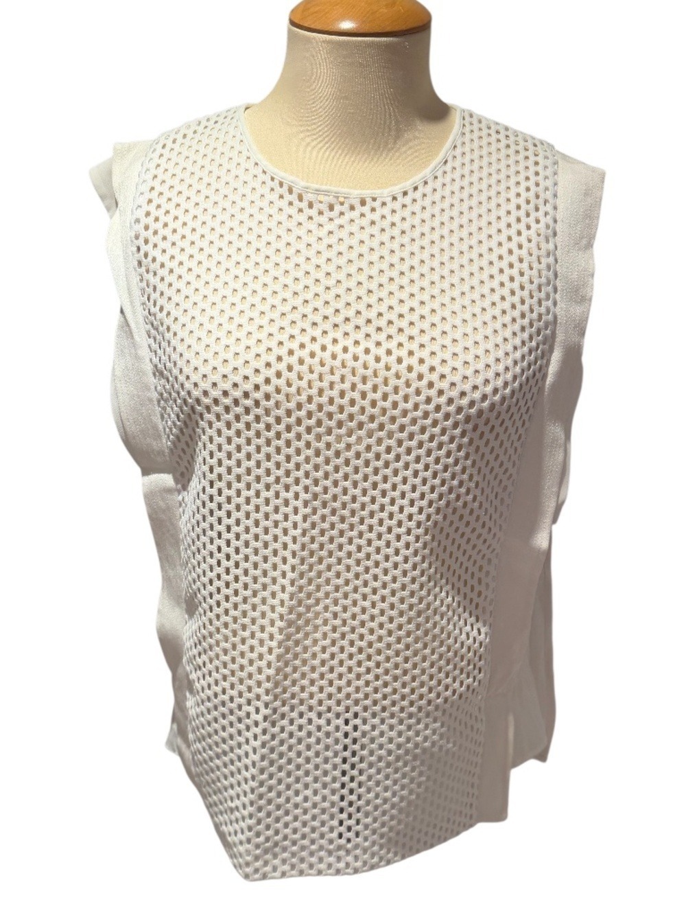 SANDRO PARIS white mesh tank top blouse - size 1 (small)